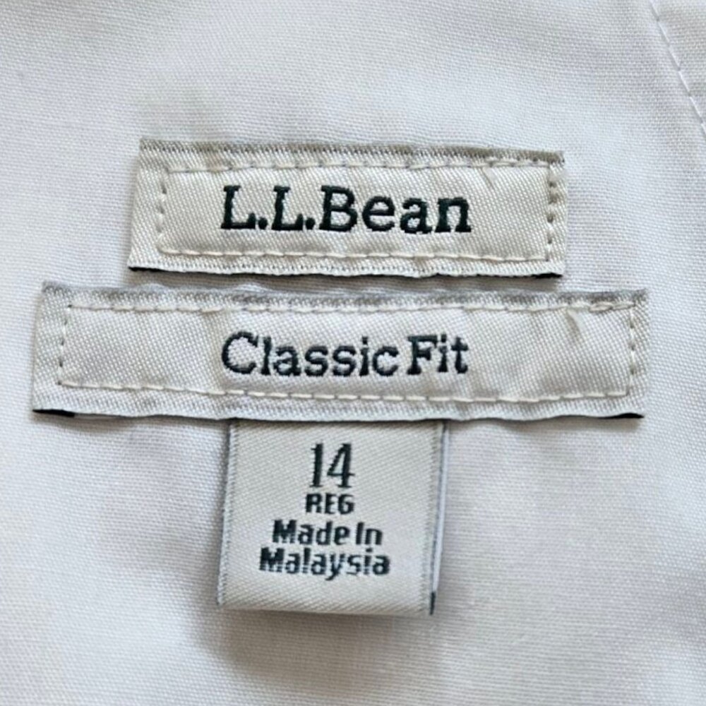 L.L.Bean Classic Fit Cotton Khaki Shorts Adjustable Waist Size 14 Beige - Picture 8 of 12